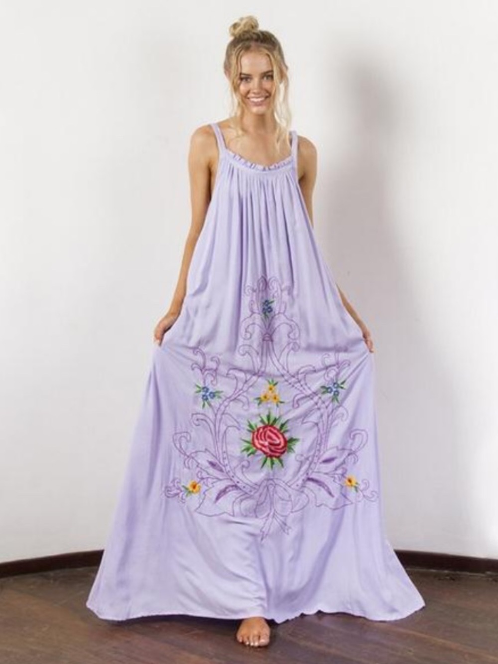 Fillyboo Dress Tank Maxi Floral Printed in Lilac Purple